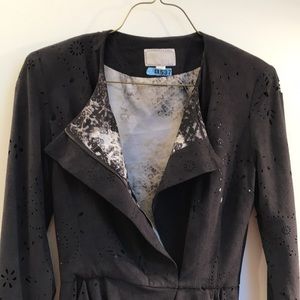 VTG Alberto Makali Rare Faux Suede peplum moto jacket. Sz 2 EU 36z Gorgeous.
